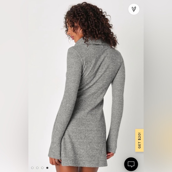 NWT Sweet Forecast Heather Grey Cowl Neck Mini Sweater Dress - Picture 4 of 6